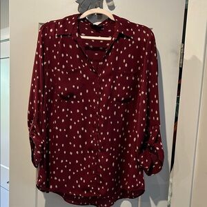 Chic Maroon Polka Dot Blouse
